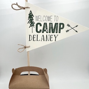 PRINTED Camp Bachelorette Decor, Welcome Bag Flags - Boxes NOT included