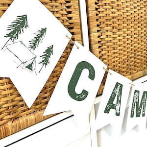 PRINTED Camping Bachelorette Banner Camp Bachelorette Decor, End & Bear Pennants automatically included in all-