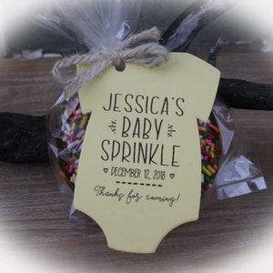 Donut Baby Shower Favor | Sprinkles Baby Shower Favor Bags/Tags + Tie | 6 Tag Colors | Baby Sprinkle Favors