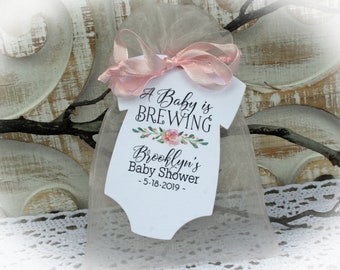Tea Party Baby Shower Favor Tags | A baby is Brewing Baby Shower Favor | Baby Shower Favor Tag | Available as Tags ONLY