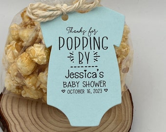 Popcorn Baby Shower Favors | Thanks for Popping by Tags Only OR Bags/Tags + Twine| 3 Tag Colors | Baby shower Favors - Baby Shower Favors