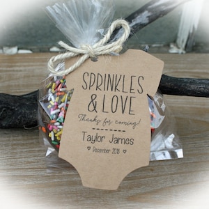 Donut Baby Shower Favor | Sprinkles Baby Shower Favor Tags Only OR Bags/Tags + Twine| 3 Tag Colors | Baby Sprinkle Favors - Bag LGE