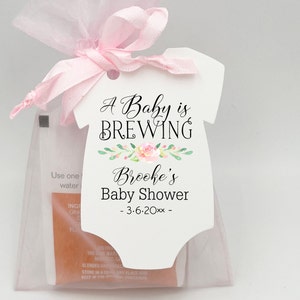 Tea Party Baby Shower Favor Tags | A baby is Brewing Baby Shower Favor| Available as Tags ONLY or Tags + Bags - Tea NOT included