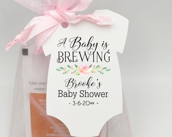 Tea Party Baby Shower Favor Tags | A baby is Brewing Baby Shower Favor| Available as Tags ONLY or Tags + Bags - Tea NOT included