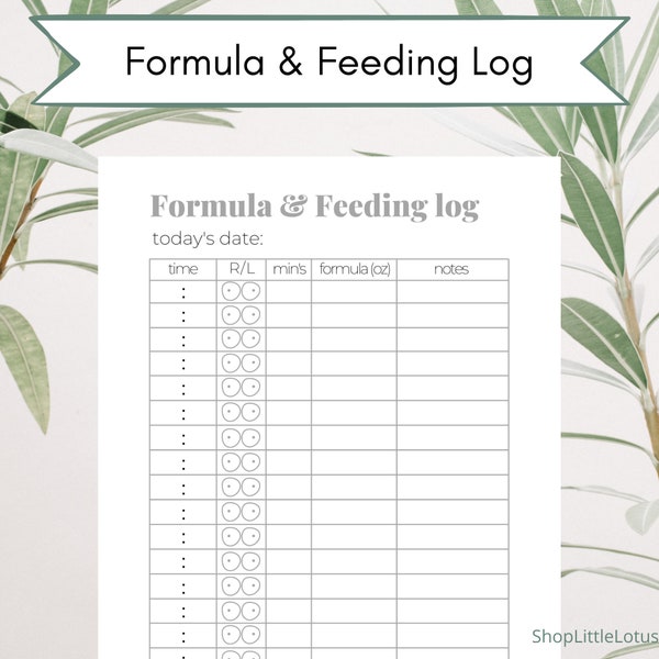 Printable Combo Breast/Bottle Feeding Log (3 colors included!)