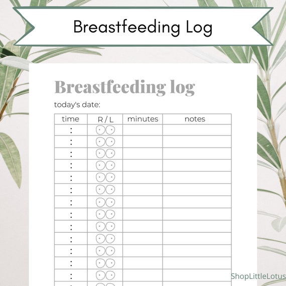 Printable Breastfeeding Log - Etsy