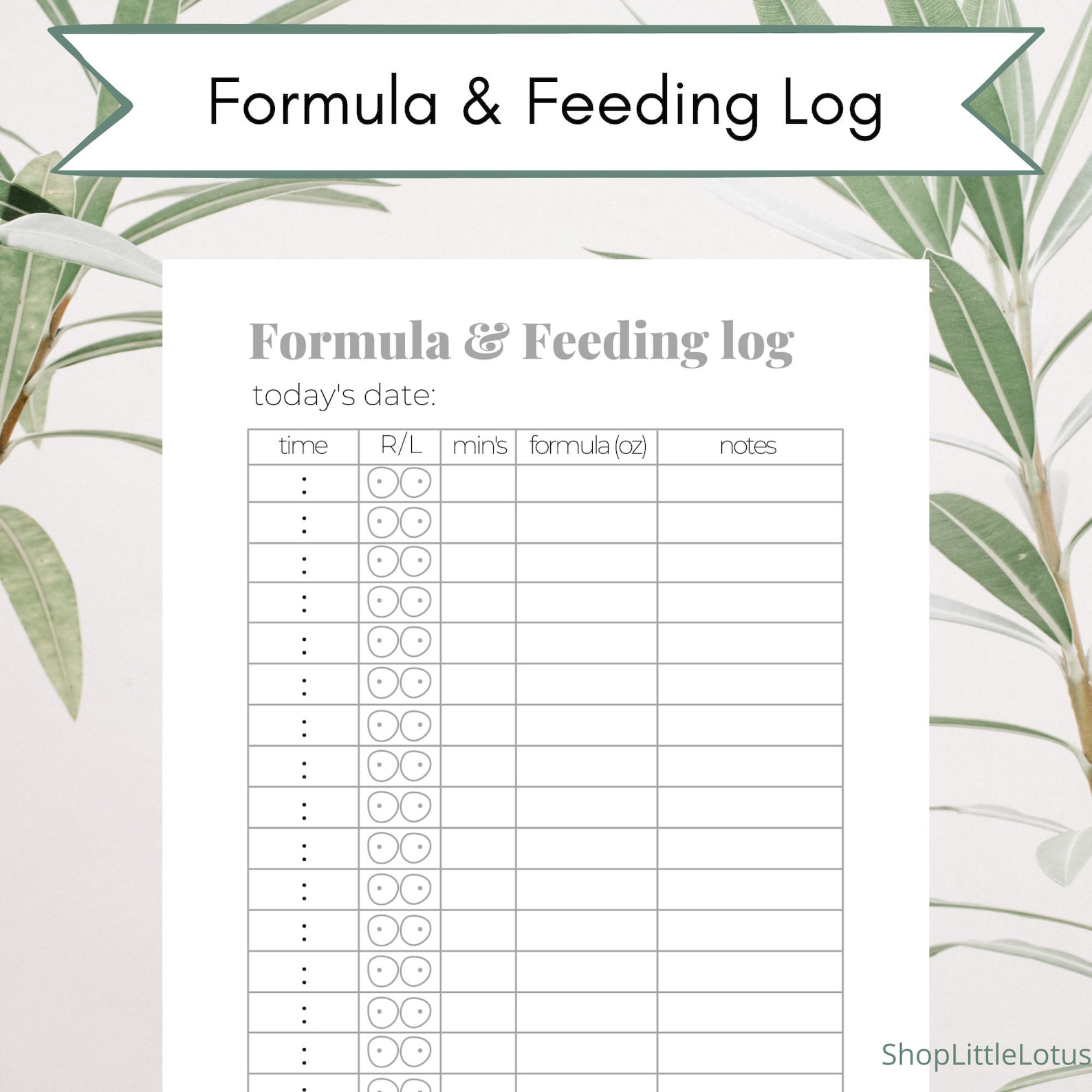 Printable Combo Breast/bottle Feeding Log 3 Colors Included Etsy