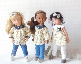 Sewing pattern No. 3 in PDF for dolls 32-33 cm effner 13", minouche, Chérie corolle; PANTS and BLOUSE