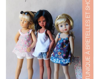 Sewing pattern "Gracie" for fine dolls 40-45cm (16") - Kaye Wiggs msd- Yella - Starlet: Double TUNIC with STRAPS and SHORTS