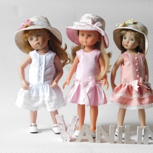 Sewing pattern No. 6 for 32-33 cm effner 13&quot; dolls, minouche, Chérie corolle; low-waist DRESS and HAT