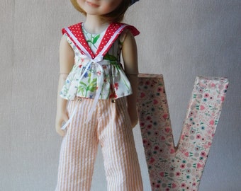 Sewing pattern "Navy" for Ruby Red Fashion Friends dolls - Wide PANTS, CORSAGE, CAP and removable sailor collar