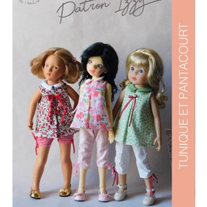 Sewing pattern "Izzy" for fine dolls 40-45cm (16") - Kaye Wiggs MSD- Yella - Starlette: TUNIC with box pleat and PANTACOURT drawstring
