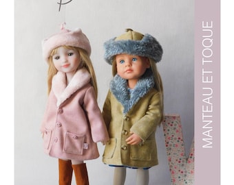 Sewing pattern "Coline" for Ruby Red Fashion Friends and little Kidz dolls from Götz (36cm) - COAT with shawl collar and TOQUE or CHAPKA