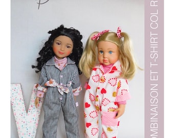 "Caroline" sewing pattern for Ruby Red Fashion Friends and little Kidz dolls from Götz (36cm) - JUMPSUIT, JACKET-shirt, turtleneck T-SHIRT