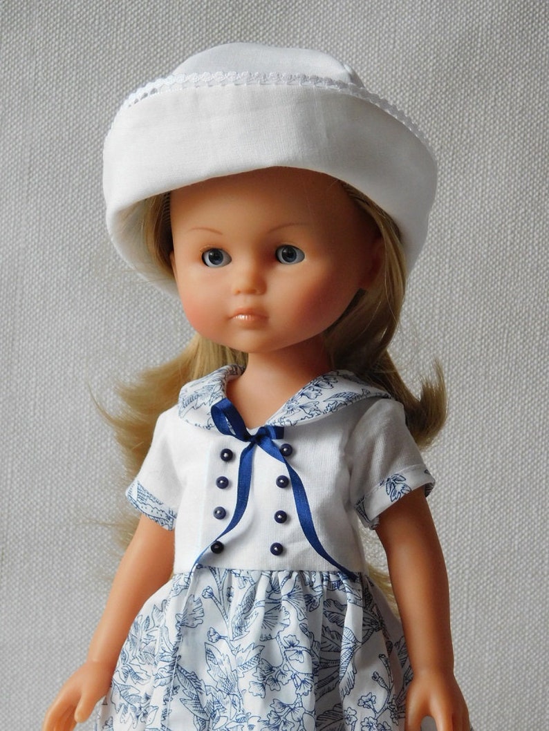 Sewing pattern No 20 dolls 32-33cm, Effner little darling 13, minouche, Chérie corolle, paola reina Crossed DRESS, HAT, socks image 6