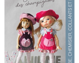 Sewing pattern "The mushroom ball" - DRESS; BLOUSE; BERET and tights for dolls 25-28 cm Meadow doll Dumpling, Boneka, Tonner 10"