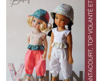 Modello di cucito "Primavera Basics" per bambole Li'l Dreamer Effner e Ruby Red Siblies da 11-12" (29-31 cm) - TOP, SHORTS e BOB
