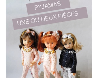 Sewing pattern No 18 - dolls 32-33cm, Effner little darling 13", minouche, Chérie corolle, paola reina amigas - PAJAMA one or two pieces