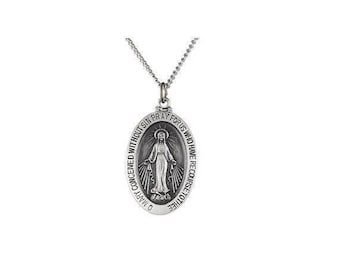 Oval Miraculous Medal Necklace: A Beautiful Symbol of Faith and Protection (Sterling Silver)