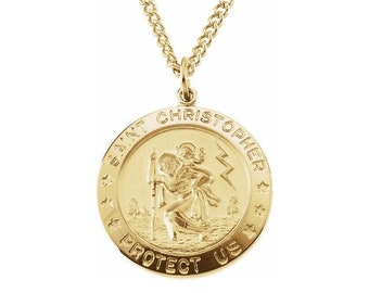 St. Christopher Patron Saint Necklace - Personalized for Protection & Peace. (Available in 14k Gold and Sterling Silver)