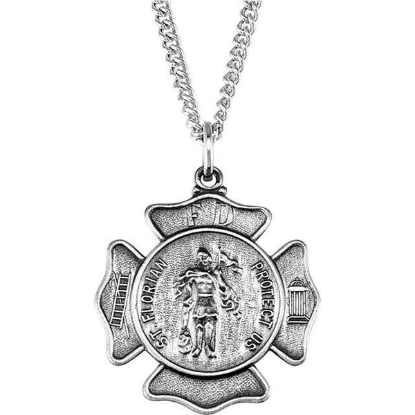 St. Florian Patron Saint Necklace - Personalized Protection for Firefighters. Available in Sterling Silver.