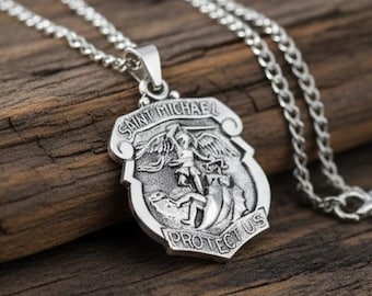 St. Michael the Archangel Pendant Necklace, Engravable