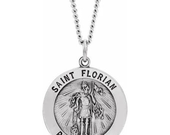 St. Florian Patron Saint Necklace - Engravable for Personalization (Sterling Silver)