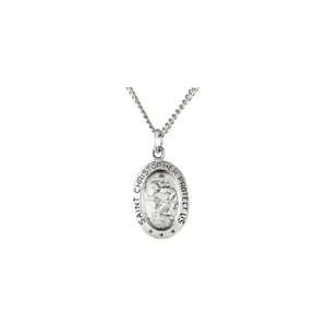 Engravable Oval St. Christopher Pendant Necklace - Safeguard Your Journeys in Style