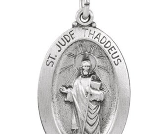 Engravable Oval St. Jude Pendant Necklace in Sterling Silver