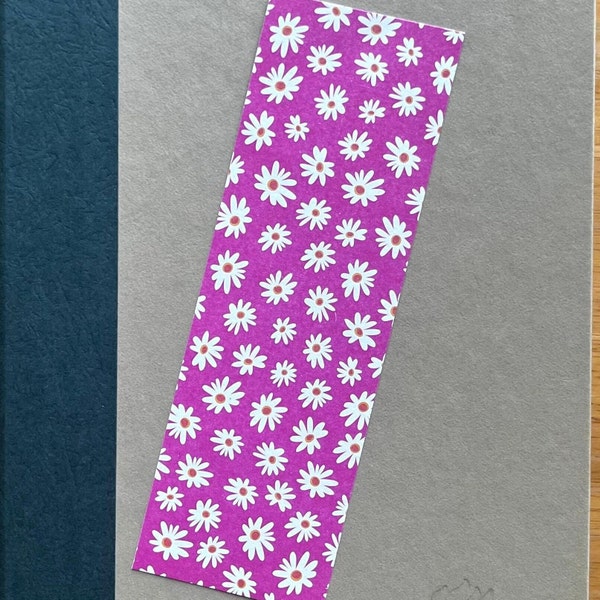 White daisies bookmark pink background gift for women teens girls