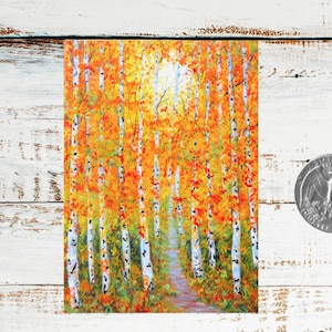 Aspen tree art PRINT dollhouse wall decor artist trading card miniature 2.5x3.5