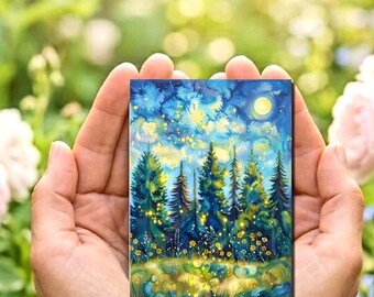 Firefly Summer 2 Mini Art Card Print– Landscape Forest Artwork