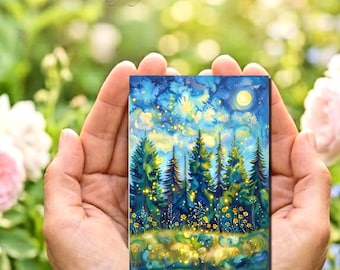 Firefly Summer 2 Mini Art Card Print– Landscape Forest Artwork