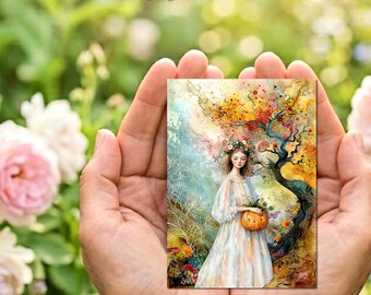 Miniature Art Print: Fall Halloween Pumpkins (ACEO) Dollhouse Decor Gardening