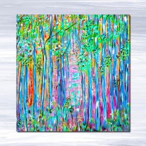 Tiny abstract art print Secret Forest 2x2, 3x3 and 4x4 Dollhouse miniature paintings