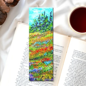 Poppy Flower Meadow Bookmark - 6x2 Laminated, Gift For Book Readers