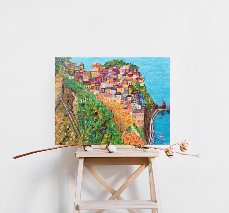 Cinque Terre painting 2.5x3.5 ACEO ACT print of original oil painting