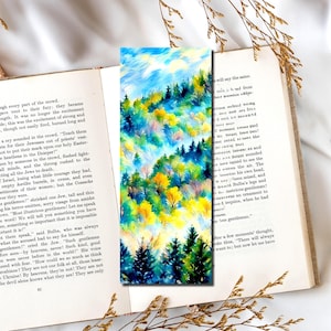 Mountains Bookmark: Aspen Tree Art, Gift for Readers