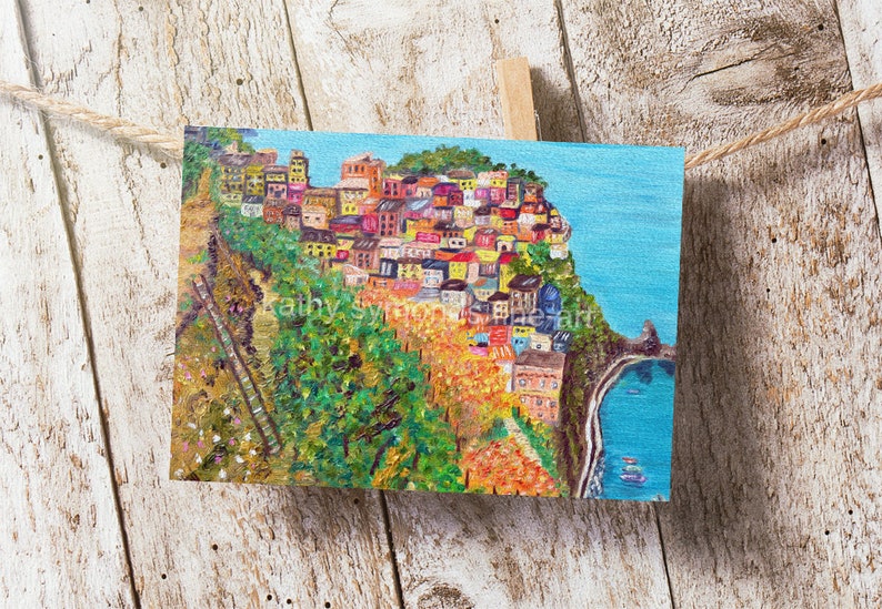 Cinque Terre painting 2.5x3.5 ACEO ACT print of original oil painting