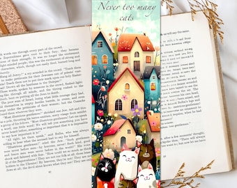 Cat Lovers Bookmark, Laminated Book Page Saver, Funny Cat Art Accessory
