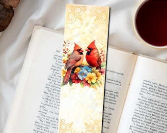 Cardinal Birds Bookmark - 6x2 Laminated Gift For Book Readers