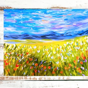 Flower Valley miniature art print artist trading card dollhouse wall decor 2.5x3.5