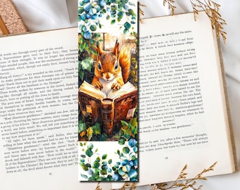 Squirrel Reading Bookmark, 6x2 Book Accessory Laminated