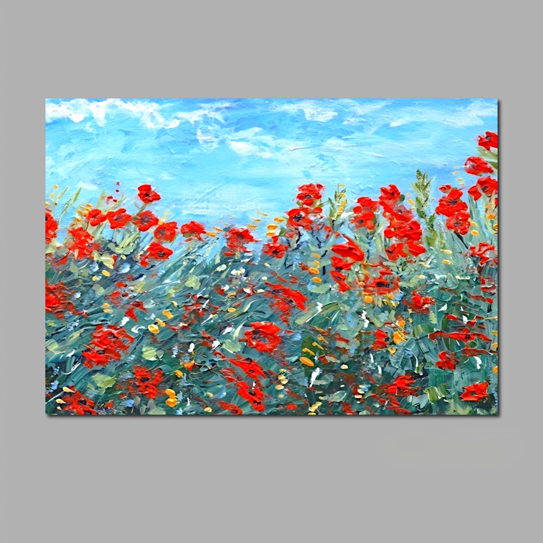 Abstract Poppies Miniature Painting Art Print Card Dollhouse Wall Decor ...