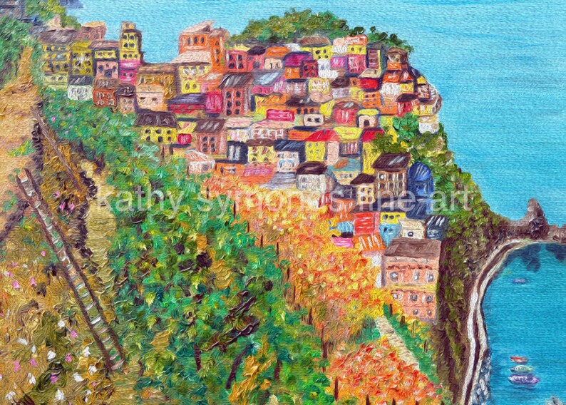 Cinque Terre painting 2.5x3.5 ACEO ACT print of original oil painting