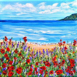 Ocean Coastal Art Print Beach Flowers Landscape Soothing Wall Art Various Sizes