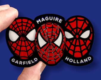 Spider-Man Sticker | "Spider-Bros: Maguire, Garfield, Holland" Marvel Avengers Waterproof Vinyl Decal for Car, Laptop, Phone, Water Bottle