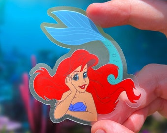 Ariel Little Mermaid Sticker: Disney Clear Vinyl Decals | 2.84&quot; x 3&quot;