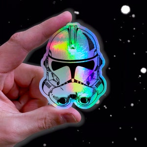 Clone Trooper Holographic Sticker | &quot;Grand Army of the Republic&quot; Clone Wars Star Wars Vinyl Decal for Car, Laptop, Water Bottle | 2.43&quot; x 3&quot;
