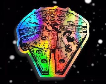 Millennium Falcon Sticker: Star Wars Holographic Vinyl Decals | 3" x 2.91"